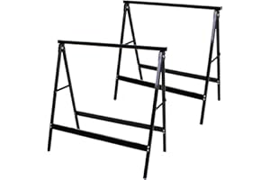 Marko Tools Set of 2 Folding Metal Saw Horses Pair Tubular Box Steel Trestle Stands 100KG