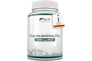 ‎NU U NUTRITION Glucosamin Sulfat 1500mg 2KCI Hochdosiert - 365 Tabletten - Versorgung für ein Jahr - Hochwertig - Von Nu U Nutrition