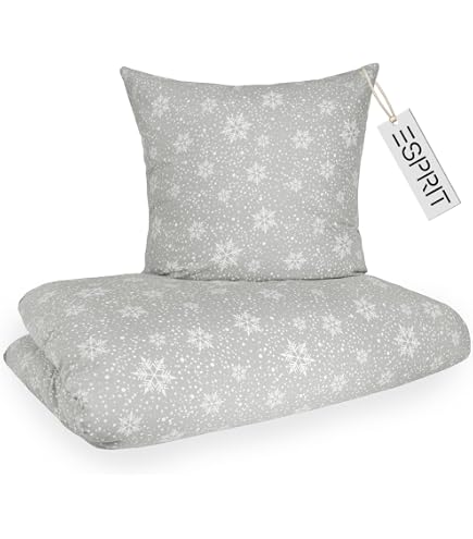 G BETTWARENSHOP Biber-Bettwäsche „Stars Rubin“ – Kuschelweich Aus 100% Baumwolle, 155x220 Cm + 80x80 Cm, Ideal Für Den Winter