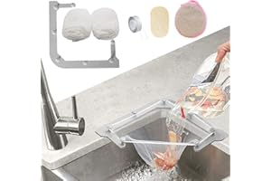HiBD Küchenspüle Dreieck Tri-Holder Filter, Spülbeckensieb, Spülbeckenabflusssieb, mit einem dreieckigen grauen Gestell und 100 Stück großen Filternetzbeuteln für Küchenreste