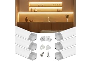 Muzata 6Pack 3.3FT/1M V Shape LED Profile with Milky White Cover Silver Aluminum Diffuser Channel LED Strip Light Diffuser Corner Lighting Easy Installation with Paper User Manual V1SW WW 1M
