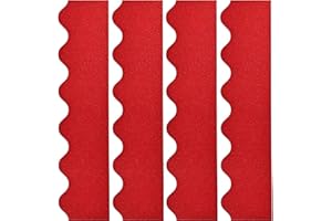KOSTOO 32.5 Ft Shine Scalloped Bulletin Board Borders, Classroom Borders Stickers for Bulletin Board, White Board, Cork Board, Locker and Classroom Decoration Strips (Red)