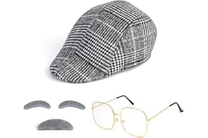 BTHRORO Zestaw kostiumowy dziadka dla mężczyzn, peruka Old Man, wąsy brwi, okrągłe okulary, zestaw na imprezę, Cosplay, karnawał, Halloween, niebieski, jeden rozmiar