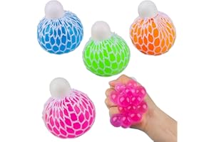 Squeeze Ball mit Netz, RosyFate 4 Stück Squishy Mesh Ball, Quetschball Im Netz, Squeeze Ball Bunt, Stressball Fidget Toy, Anti Stress Spielzeug, für Kinder und Erwachsene (B)