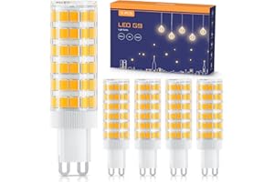 TASMOR Bombilla LED G9 de 8W, luz blanca cálida 3000K, 840 lúmenes, sin parpadeo, equivalente a una lámpara halógena de 80 W, ángulo de haz de 360°, no regulable