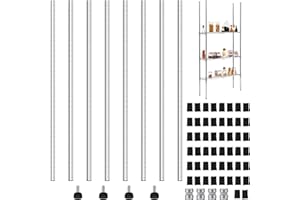 Thyle Set of 8 Wire Shelving Poles Heavy Duty Chrome Wire Shelf Shelving Posts Commercial Wire Shelving Parts with 50 Pcs Wire Shelf Clips for 1" Post Shelving Rack Accessories Replacement (74")