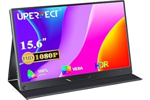 UPERFECT Portable Monitor FHD 1080P 15.6 Inch Monitor IPS Display Matte Screen, with Standard HDMI/Type-C, Support VESA, Second Display for Laptop/PC/PS/Phone, with Smart Cover