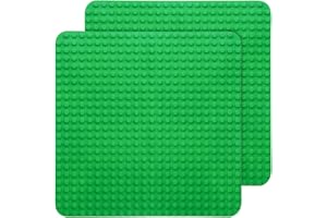 Lekebaby 2PCS Green Classic Large Base Plates Compatible with All Major Brands, 38 x 38 cm Building Plate for Creative Toddlers and Kids Toys