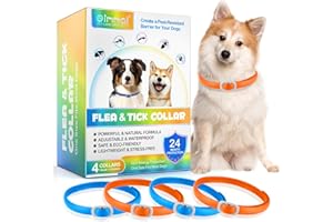 VALLEYLUX Collier Anti Puces pour Chien, 4 Pièces Anti Tiques pour Chien, Réglable et Imperméable, Sûr et Naturel, Longueur 60cm, Protection 24 Mois, pour Chiens de Petite Moyenne et Grande Taille (Bleu&Orange)
