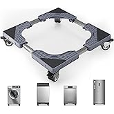 BUILDSKILL 200Kg Washing Machine Stand Adjustable | SS Tubes | 360° Rotating Double Wheels with Lock | Absorbs Vibration | An