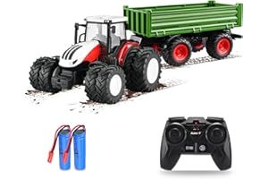 nmoiww Tracteur Agricole Télécommandé 1:24 avec Double Batterie, Enfants de 3 à 10 Ans (Vert)