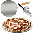 Nuwave Brick Oven-Style 3pc Pizza Kit,11.5” Cordierite Pizza Stone,10" SS Pizza Peel, SS Pizza Cutter/Server, For Indoor Electric Ovens, Outdoor Gas, Wood Fire Grills, BBQ Grilling, NuWave Bravo XL