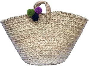 geflochtener Korb Pompom XL, großer Korb zur Aufbewahrung oder als