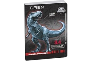 Exacompta - 1804191E - Agenda journalier Forum Jurassic World - 12 x 17 cm - Août 2024 à juillet 2025 - Visuel T-rex