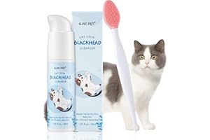GJYC PET Kit de cuidado del acné para la barbilla de gato, loción limpiadora para el acné de gato, 30 ml con cepillo de limpieza para el acné, elimina suavemente los puntos negros causados por dietas