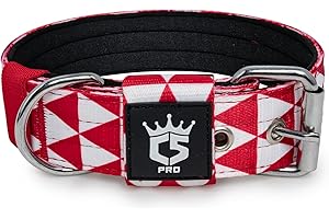 TSPRO Tactical Dog Collar 1.5 Inch Wide Thick Dog Collars with Heavy Duty Metal Buckle, Durable, Strong, Adjustable for Medium to Large Dogs (Geometric L)