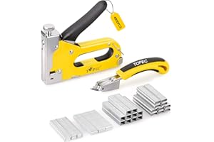 TOPEC Upholstery 4 in 1 Staple Gun Heavy Duty, with 4000 Staples, Remover, Manual Brad Nailer Power Adjustment Stapler Gun for Wood, Upholstery, Carpentry, Decoration DIY