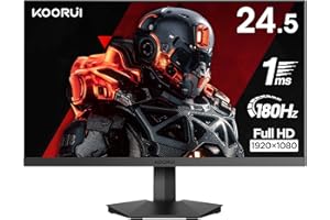 KOORUI 24.5 Inch 180Hz Gaming Monitor, FHD 1080P, MPRT 1ms, VA Panel, AdaptiveSync, 2x HDMI 2.0, 1x DisplayPort 1.4, Tilt Adjustable, VESA 75x75mm, Black