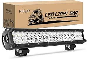 Nilight 60005C-A 20 Inch 126W Spot Flood Combo Led Light Bar Off Road Lights Boat Lighting Fog Light Driving Lights LED Work Light for Trucks