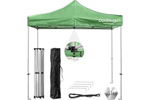 DARDARUGA Gazebo Pieghevole da Giardino 3x3m, Alluminio, Impermeabile, Resistente ai Raggi UV, Chiusura a Fisarmonica, Altezza regolabile, Picchetti + Sacca Trasporto + Corde Incluse, Colore Verde