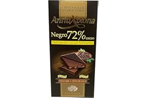 Antiu Xixona Chocolates Premium - Chocolate Negro 72% Cacao con Pepitas - Sabor Intenso - Sin Gluten - Tableta de Chocolate Negro 72% Cacao con Pepitas de 100g