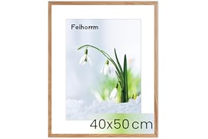 Feihorrm Bilderrahmen, Fotorahmen aus Eiche, Für 40x50 cm-Fotos ohne Passepartout oder 29x39 cm-Fotos mit Passepartout, Fotorahmen aus Massivholz (Beige, 40x50 cm/ 1x)