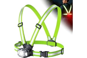 Babacom 500 Lumen Luce Running, Bretelle Giubbotto Catarifrangente con Riflettore, Fascio Regolabile a 45° e Impermeabilità IPX4, Torcia Frontale 1800mAh Ricaricabile per Corsa/Ciclismo/Camminate
