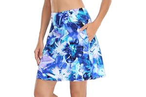 M MOTEEPI Tennisrock Damen 20'' Knielang Rock Mit Hose Drunter Damen Hohe Taille Hosenrock Skort Skirt for Women Golfrock Sportrock Midi Rock Damen Sommer Mit Taschen Innenshorts