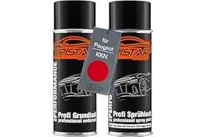 TRISTARcolor Peinture voiture Kit bombes de peinture pour Peugeot KKN Rouge Aden/Flamenco Red Peinture de fond peinture de base aérosol 400 ml