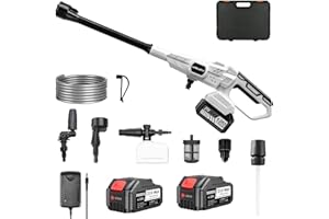 Lambluefly Akku Hochdruckreiniger mit Akku 4.0Ahx2, Max100Bar Hochdruckreiniger Akku mit Bürstenlosem Motor, 3 Stufen Einstellbar, Mobiler Hochdruckreiniger mit 6-In-1 Düse für Autowäsche, Bewässerung