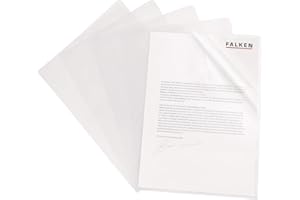 ‎EXACOMPTA Falken 100er Pack Klarsichthüllen Economy DIN A4 transparent genarbt farblos oben und seitlich offen Kunststoff Aktenhülle Plastikhülle Klarsichthülle für Büro und die mobile Organisation