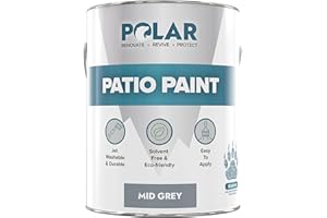 POLAR SPECIALIST COATINGS Polar Patio Floor Paint - Mid Grey RAL 7047-5 Litre - Outdoor Floor Paint for Concrete, Garden Patio, Stone, Pathway Flags & Paving Slabs - Easy to Use UV & Weather Resistant