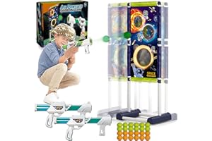 DDYX2020 Cibles de Tir Mobiles Jeu Cible Electrique,Jouet De Jeu De Tir, avec 2 Pistolets à balles et 24 balles en Mousse pour de Cadeaux pour Garçons Filles