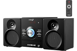 Kompaktanlage mit CD Player Bluetooth Lautsprechern | Mini HiFi Musikanlage Stereoanlage | USB AUX In CD/MP3 FM Radio 30 Speicherplätze | LED-Display Anlage mit Boxen Micro HiFi System