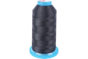 FOGAWA Nylon Cosido Hilo de Coser 1200m, 210D/3 Hilo de Coser Resistente de Poliéster Hilo de coser de nailon Bobinas de Hilo para la cuero, bolsos, monederos, zapatos, lona(Negro)