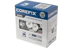 Corefix Spike Heavy Duty Plasterboard Fixings 24 Pack, DIY Kit with M5x40mm Screws. Easy to Install with NO Drill Required. Drywall Anchor, Wall Plug Alternative Suitable for All Plasterboard Types.