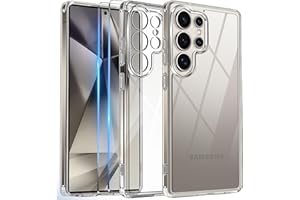 COPIKE Funda Antigolpes para Samsung Galaxy S25 Ultra con 2 Protectores de Pantalla, Carcasa Delgada Anti-Amarillo Antiarañazos PC Duro Respaldo, Transparente