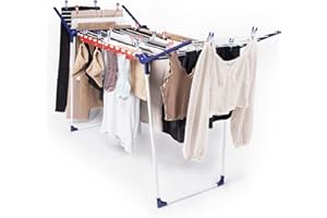 Leifheit Séchoir à Linge Pegasus 180 Solid, séchoir sur Pied Grande Surface d'étendage, étendoir à Linge Solide et Inoxydable, Un Accessoire