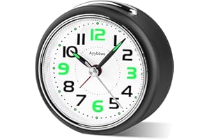 Ayybboo Sveglia da Comodino,Sveglia Analogica al Quarzo Silenziosa con Luce Senza Ticchettio, Semplice Orologio da Tavolo Snooze,Adatto per Camere da Letto, Soggiorni (Nero puro)