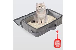 ZAXIVA Tragbare, Zusammenklappbare Katzentoilette mit Deckel, wasserdichte Katzenklo mit Sieb Und Reißverschluss, Cat Litter Box für Unterwegs, Leicht, Einfach zu Reinigen, Zusammenklappbar, Auslaufsicher