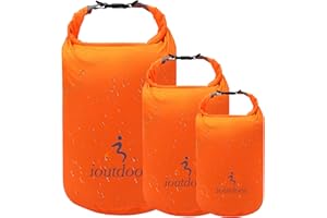 ioutdoor Dry Bag 2L + 5L + 10L Set, Waterproof Small Lightweight Dry Bags for Paddle Board Kayaking, Fishing, Camping, Hiking (Orange)