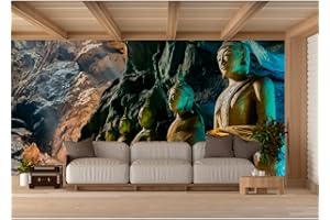 OEDIM Fotomural Vinilo para Pared Budas en Cueva de Tailandia | Fotomural para Paredes | Mural | Vinilo Decorativo | Varias Medidas 200 x 150 cm | Decoración comedores, Salones, Habitaciones...