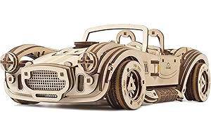 UGEARS Drift Cobra Racing Car 3D Puzzle - Regalo del día del Padre Vintage 3D Puzzles Modelo Kit de Coche con Potente Motor de Resorte Kits de Modelo de Coche para Adultos para Construir Rompecabezas