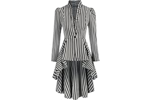 SCARLET DARKNESS Giacca Donna Steampunk V-collo Manica a Sbuffo Orlo Alto-basso Stile Gotico Giacca