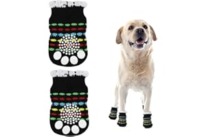ALLY-MAGIC Anti Slip Dog Socks, 2 Pairs Dog Paw Protector Dog Boots with Adjustable Straps Dog Grip Socks Traction Control for Small Dogs Indoor Outdoor Hardwood Floor Walking Y7HSCDGW