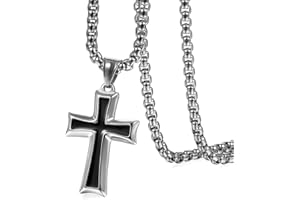 OIDEA Collana Catena Uomo acciaio inossidabile con Pendente Croce,colore a scelta