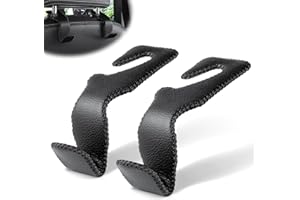 LivTee Ganci in pelle nera di qualità superiore, poggiatesta per sedile auto, accessori interni per borse, cappotti, ombrelli, borse della spesa, borse a mano, confezione da 2