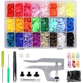 LIHAO 375 Pieces Snap Buttons and Tweezers Set T5 Plastic Buttons for Sewing Craft