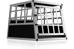 CADOCAŽ Cage de Transport M pour Animaux Aluminium MDF Noir Argent Caisse Chien boîte Box de Transport Voiture