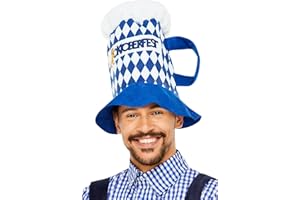 Smiffys Oktoberfest czapka piwa, niebiesko-biała krata, męska